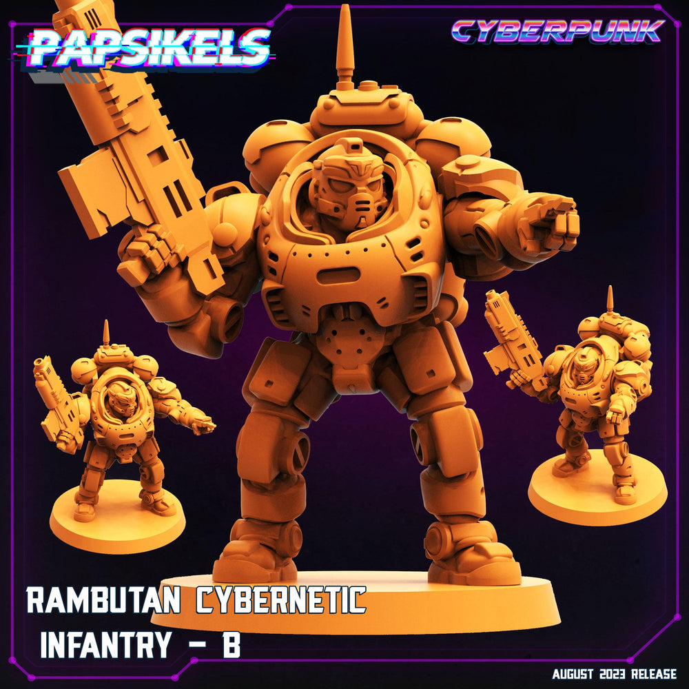 3D Printed Papsikels Cyberpunk Rambutan Cybernetic Infantry Squad Set 28mm 32mm (Online Only)