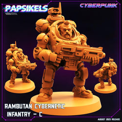 3D Printed Papsikels Cyberpunk Rambutan Cybernetic Infantry Squad Set 28mm 32mm (Online Only)