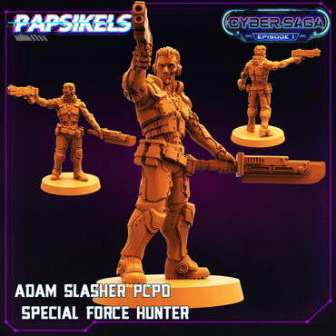 3D Printed Papsikels Cyberpunk Sci-Fi Adam Slasher Pcpd Special Force Hunter Cyber Saga - 28mm 32mm (Online Only)