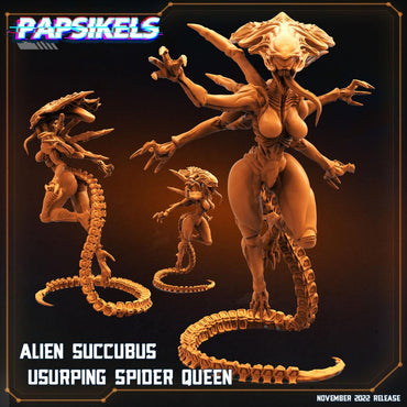 3D Printed Papsikels Cyberpunk Sci-Fi Alien Succubus Usurping Spider Queen - 28mm 32mm (Online Only)