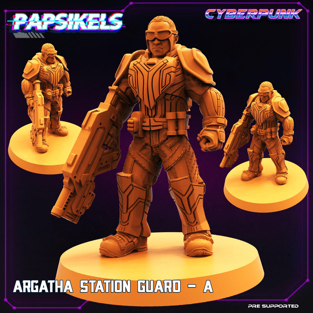 3D Printed Papsikels Cyberpunk Sci-Fi Argatha Station Guard A - 28mm 32mm (Online Only)