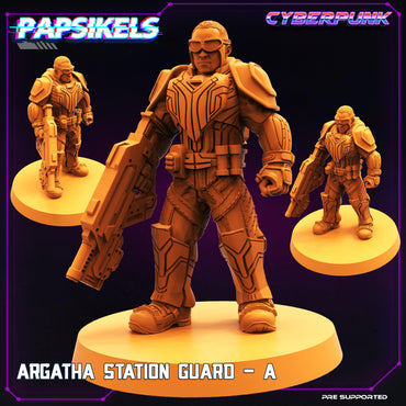 3D Printed Papsikels Cyberpunk Sci-Fi Argatha Station Guard A - 28mm 32mm (Online Only)