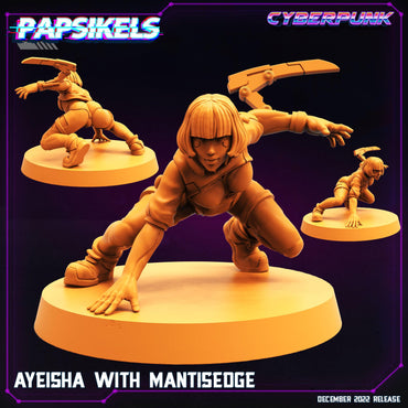 3D Printed Papsikels Cyberpunk Sci-Fi Ayeisha With Mantisedge - 28mm 32mm (Online Only)