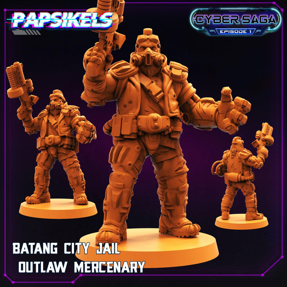 3D Printed Papsikels Cyberpunk Sci-Fi Batang City Jail Outlaw Mercenary Cyber Saga - 28mm 32mm (Online Only)