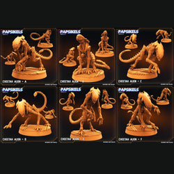 3D Printed Papsikels Cyberpunk Sci-Fi Cheetah Alien Set - 28mm 32mm (Online Only)