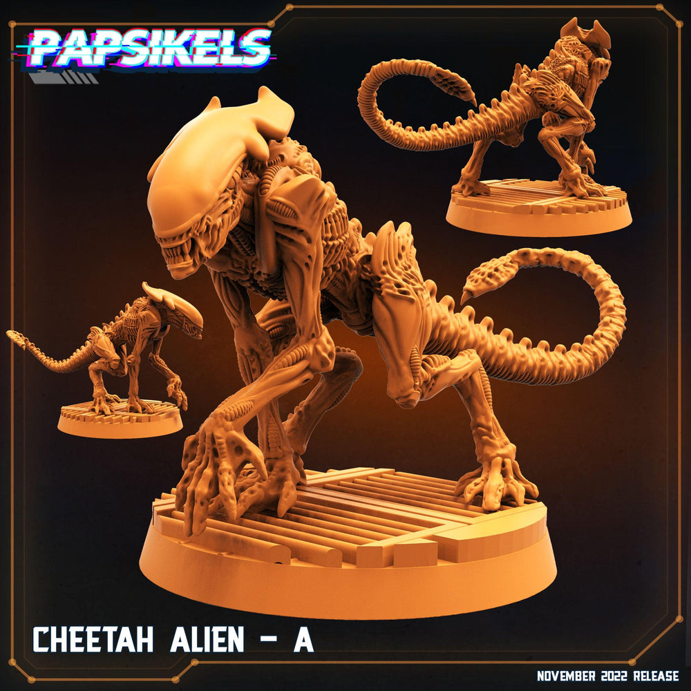 3D Printed Papsikels Cyberpunk Sci-Fi Cheetah Alien Set - 28mm 32mm (Online Only)