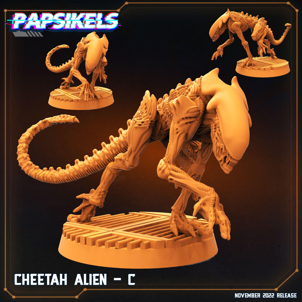 3D Printed Papsikels Cyberpunk Sci-Fi Cheetah Alien Set - 28mm 32mm (Online Only)