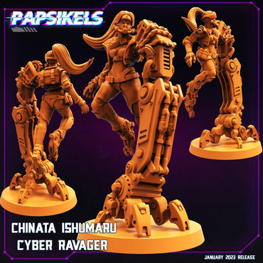 3D Printed Papsikels Cyberpunk Sci-Fi Chinata Ishumaru Cyber Ravager 28mm 32mm (Online Only)