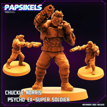 3D Printed Papsikels Cyberpunk Sci-Fi Chuckle Norris Psycho Ex Super Soldier - 28mm 32mm (Online Only)
