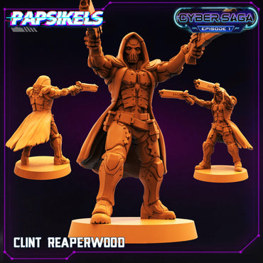 3D Printed Papsikels Cyberpunk Sci-Fi Clint Reaperwood Cyber Saga - 28mm 32mm (Online Only)