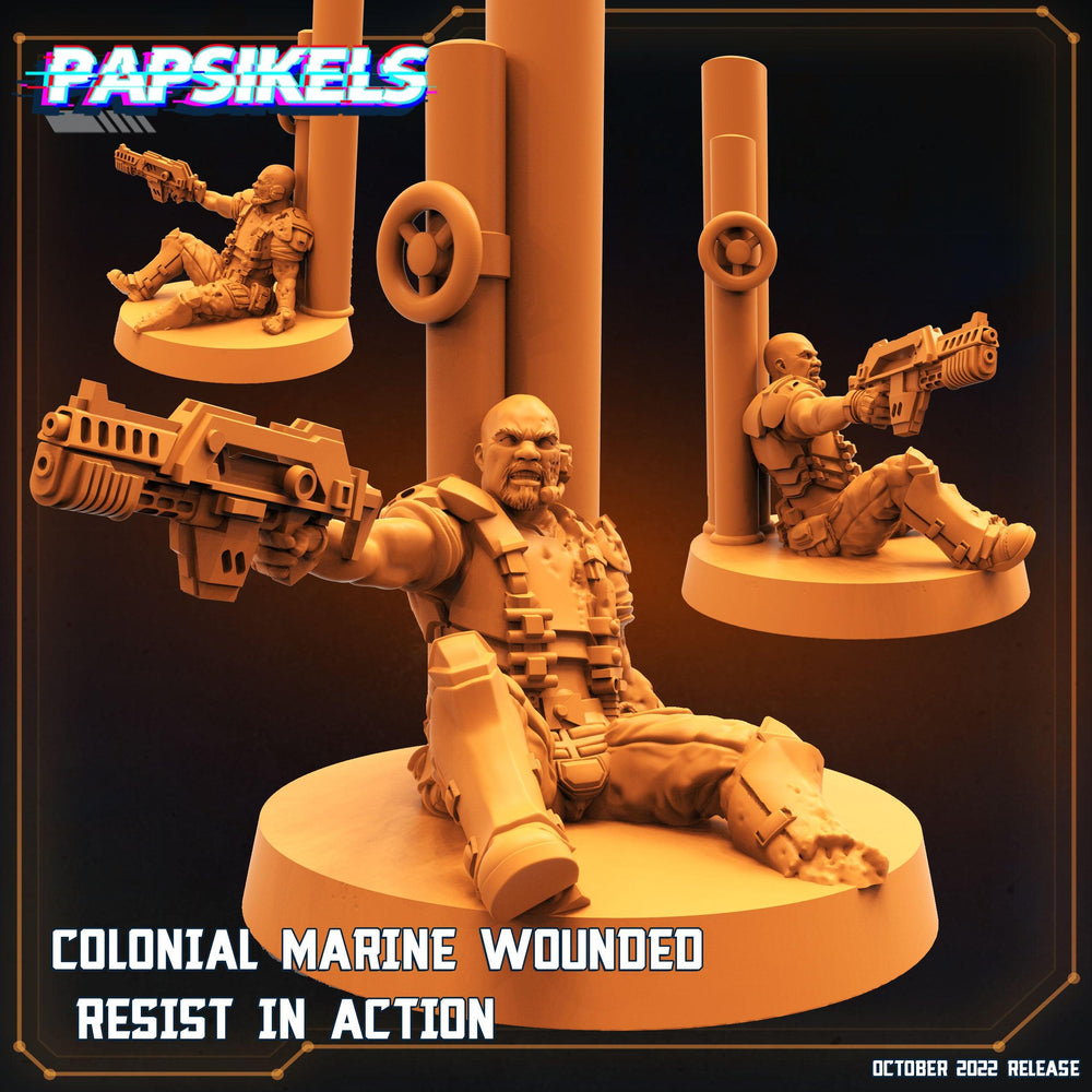 3D Printed Papsikels Cyberpunk Sci-Fi Colonial Marine Wounded Resist In Action - 28mm 32mm (Online Only)