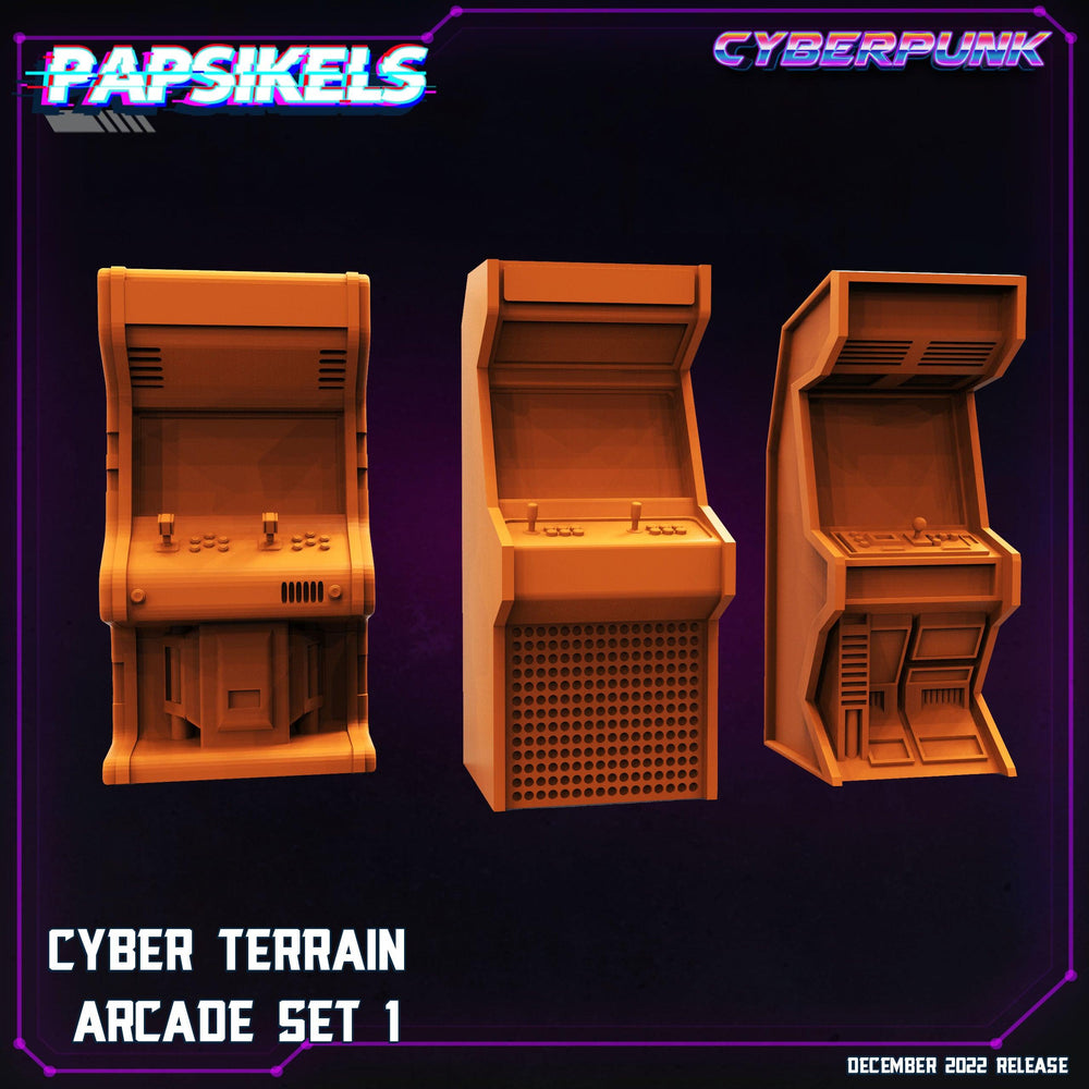 3D Printed Papsikels Cyberpunk Sci-Fi Cyber Arcades Set 1 - 28mm 32mm (Online Only)