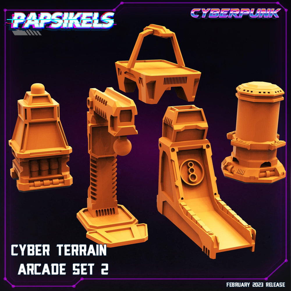 3D Printed Papsikels Cyberpunk  Sci-Fi - Cyber Arcades Set 2 - 28mm 32mm DnD (Online Only)