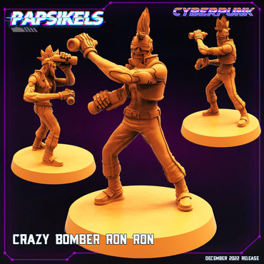 3D Printed Papsikels Cyberpunk Sci-Fi Cyber Crazy Bomber Ronron - 28mm 32mm (Online Only)