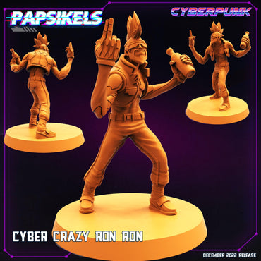 3D Printed Papsikels Cyberpunk Sci-Fi Cyber Crazy Ronron - 28mm 32mm (Online Only)