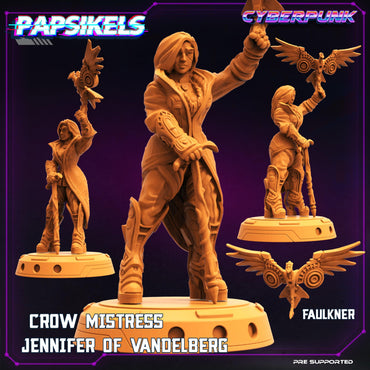 3D Printed Papsikels Cyberpunk Sci-Fi Cyber Crow Jennifer of Vandelberg - 28mm 32mm (Online Only)