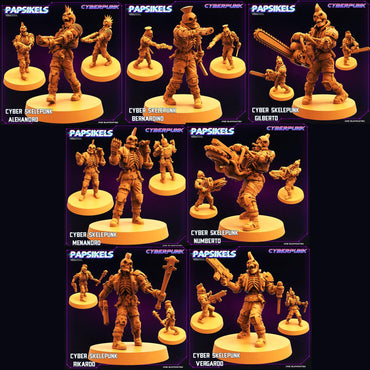 3D Printed Papsikels Cyberpunk Sci-Fi Cyber Skelepunk Set- 28mm 32mm (Online Only)