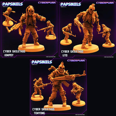 3D Printed Papsikels Cyberpunk Sci-Fi Cyber Skelethug Set - 28mm 32mm (Online Only)