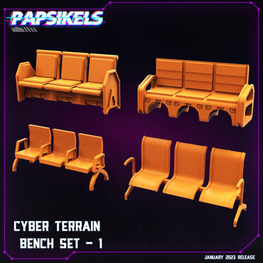 3D Printed Papsikels Cyberpunk Sci-Fi Cyber Terrain Bench Set A 28mm 32mm (Online Only)