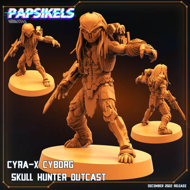 3D Printed Papsikels Cyberpunk Sci-Fi Cyra-X Cyborg Skull Hunter Outcast In Action - 28mm 32mm (Online Only)