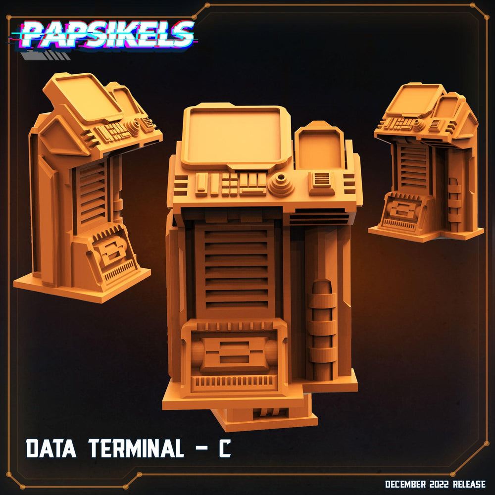 3D Printed Papsikels Cyberpunk Sci-Fi Data Terminal Set 1 - 28mm 32mm (Online Only)