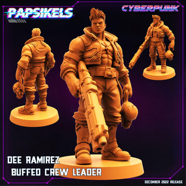 3D Printed Papsikels Cyberpunk Sci-Fi Dee Ramirez Buffed Crew Leader- 28mm 32mm (Online Only)