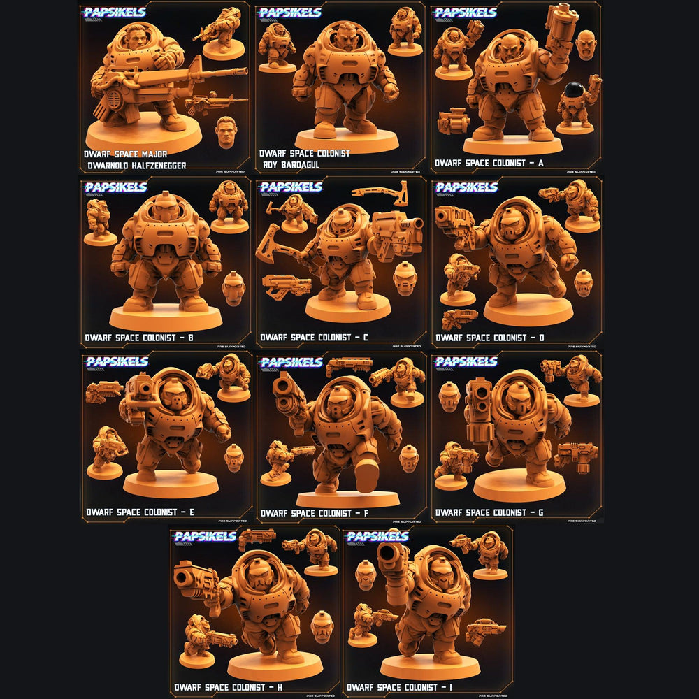 3D Printed Papsikels Cyberpunk Sci-Fi Dwarf Space Colonist Marines Set  - 28mm 32mm (Online Only)