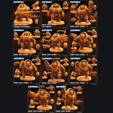 3D Printed Papsikels Cyberpunk Sci-Fi Dwarf Space Colonist Marines Set  - 28mm 32mm (Online Only)