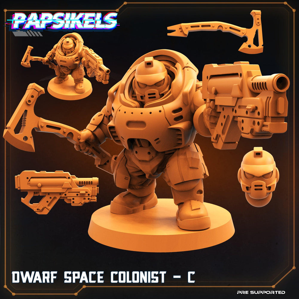 3D Printed Papsikels Cyberpunk Sci-Fi Dwarf Space Colonist Marines Set  - 28mm 32mm (Online Only)