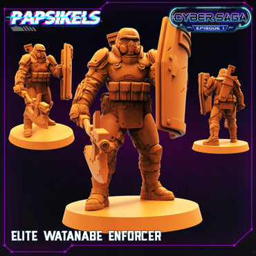 3D Printed Papsikels Cyberpunk Sci-Fi Elite Watanabe Enforcer Cyber Saga - 28mm 32mm (Online Only)