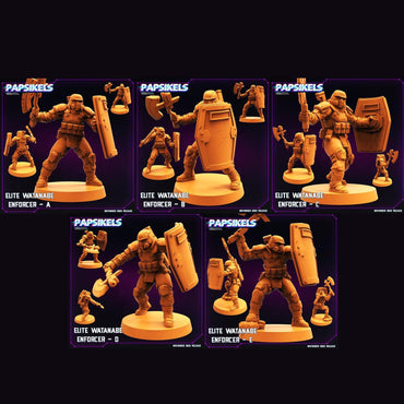 3D Printed Papsikels Cyberpunk Sci-Fi Elite Watanabe Enforcer Set - 28mm 32mm (Online Only)