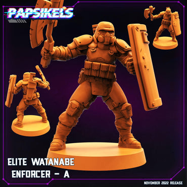 3D Printed Papsikels Cyberpunk Sci-Fi Elite Watanabe Enforcer Set - 28mm 32mm (Online Only)