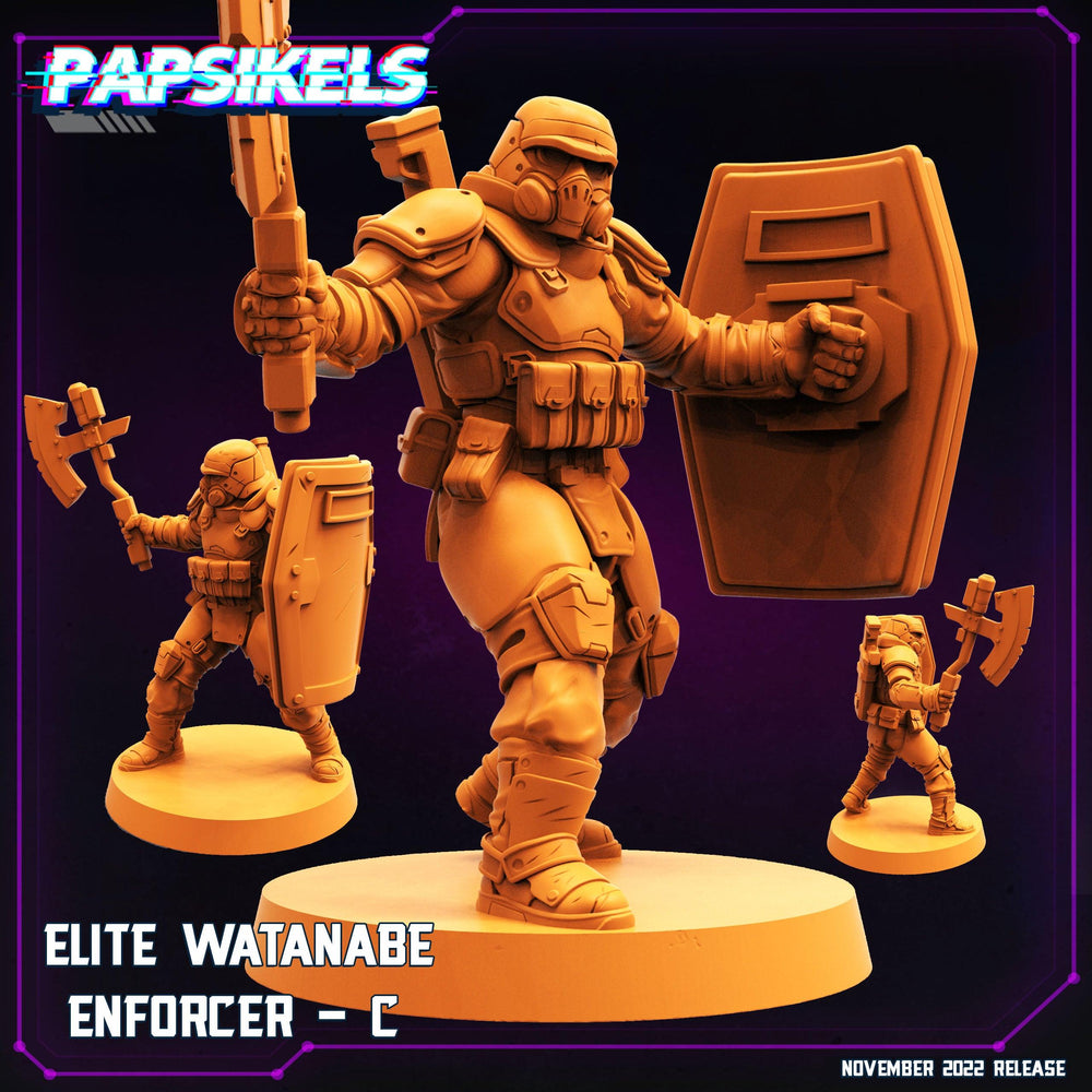 3D Printed Papsikels Cyberpunk Sci-Fi Elite Watanabe Enforcer Set - 28mm 32mm (Online Only)