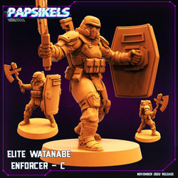 3D Printed Papsikels Cyberpunk Sci-Fi Elite Watanabe Enforcer Set - 28mm 32mm (Online Only)