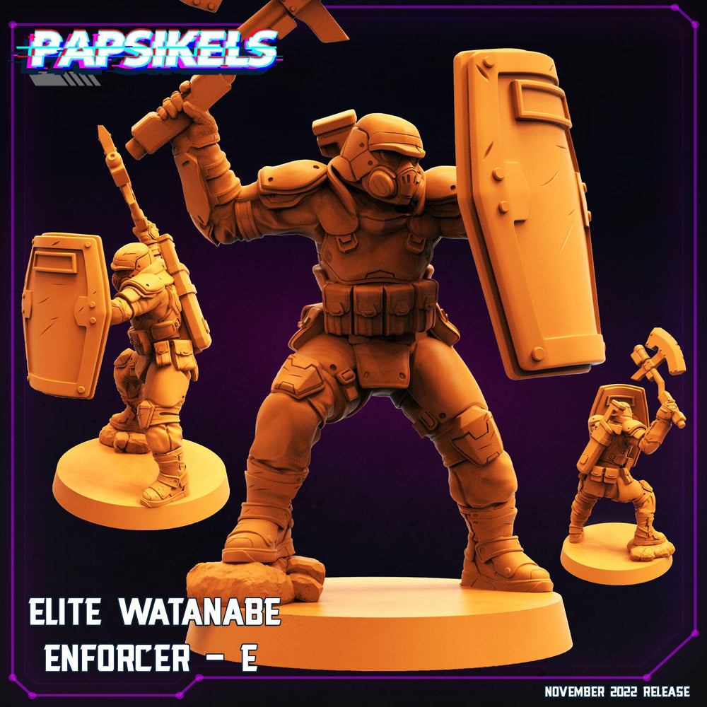 3D Printed Papsikels Cyberpunk Sci-Fi Elite Watanabe Enforcer Set - 28mm 32mm (Online Only)