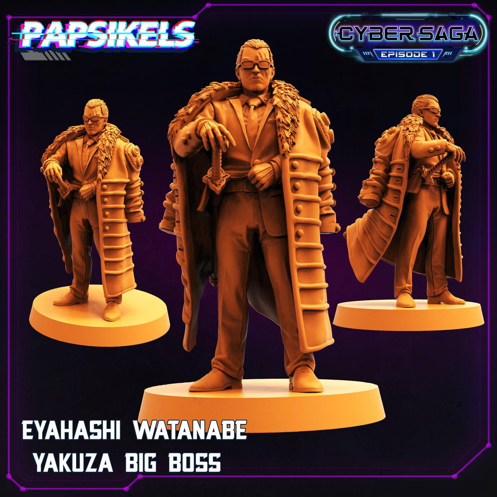 3D Printed Papsikels Cyberpunk Sci-Fi Eyahashi Watanabe Yakuza Big Boss Cyber Saga - 28mm 32mm (Online Only)