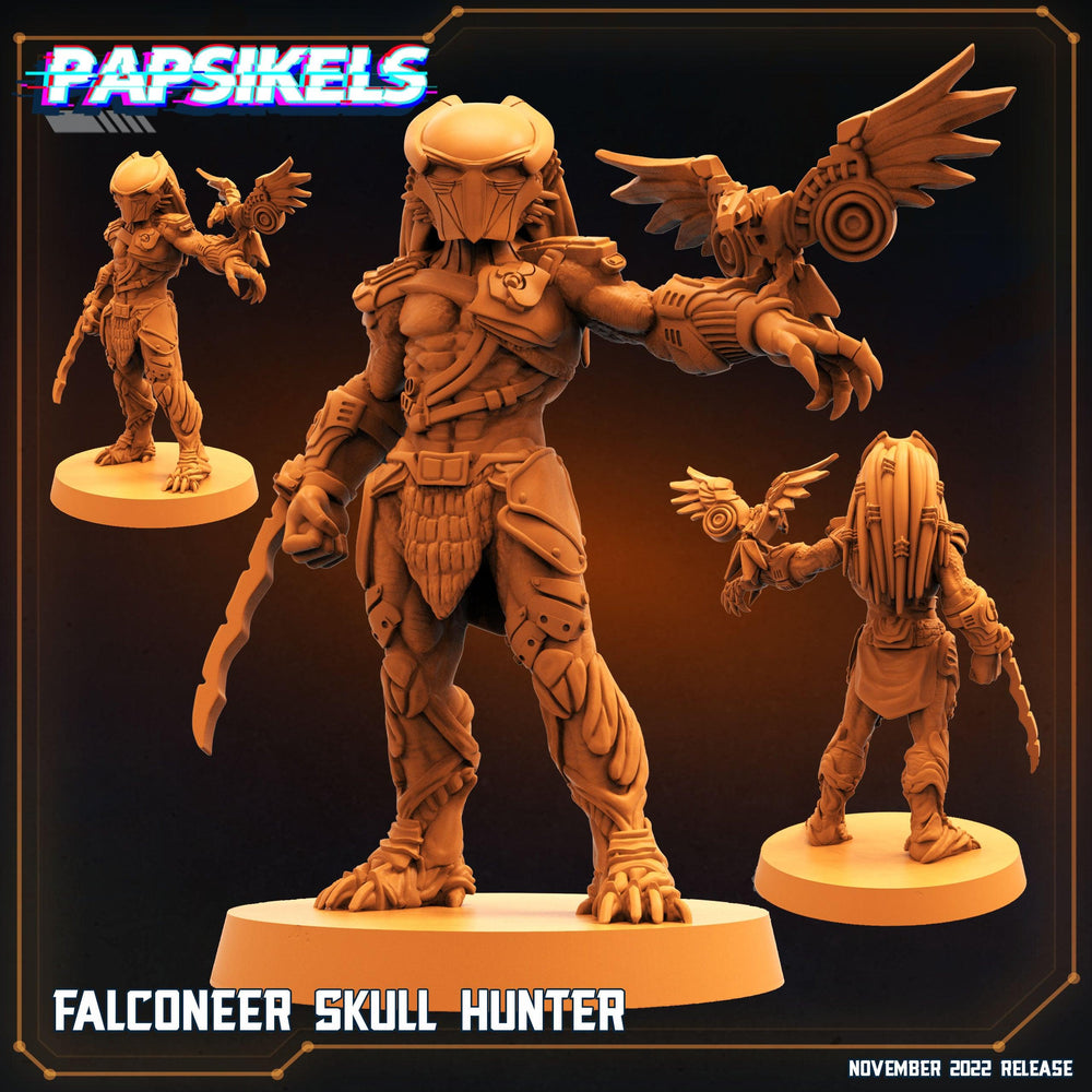 3D Printed Papsikels Cyberpunk Sci-Fi Falconeer Skull Hunter - 28mm 32mm (Online Only)