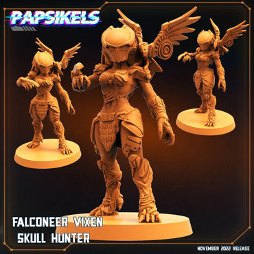 3D Printed Papsikels Cyberpunk Sci-Fi Falconeer Vixen Skull Hunter - 28mm 32mm (Online Only)
