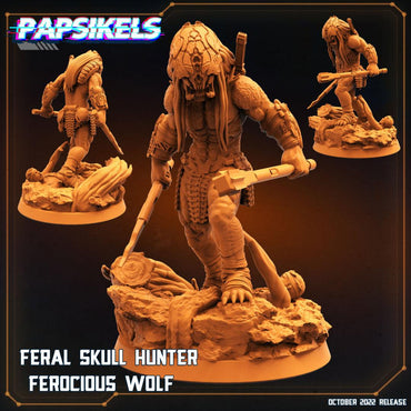 3D Printed Papsikels Cyberpunk Sci-Fi Feral Skull Hunter Ferocious Wolf - 28mm 32mm (Online Only)