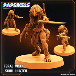 3D Printed Papsikels Cyberpunk Sci-Fi Feral Vixen Skull Hunter Set - 28mm 32mm (Online Only)