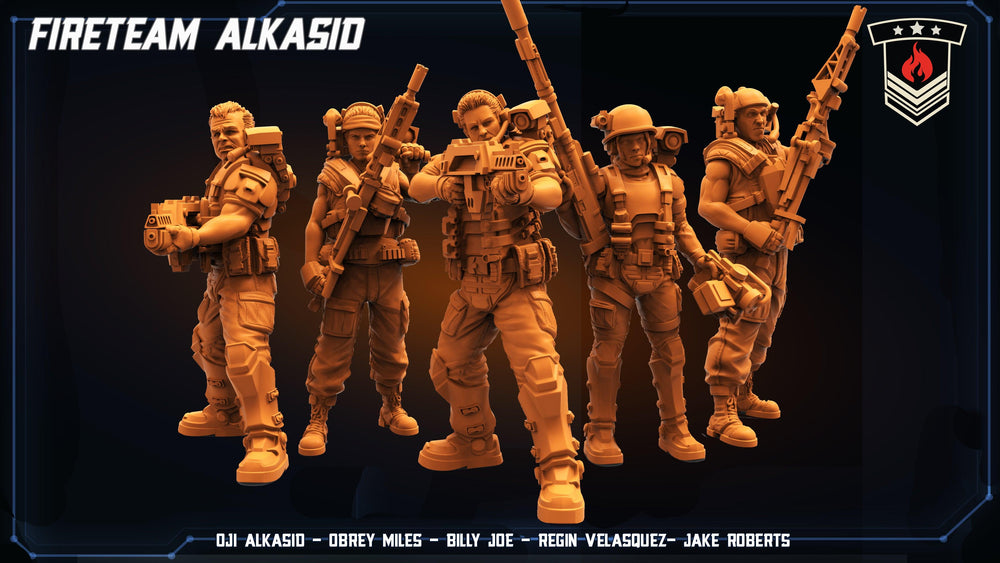 3D Printed Papsikels Cyberpunk Sci-Fi Fireteam Alkasid Set - 28mm 32mm (Online Only)