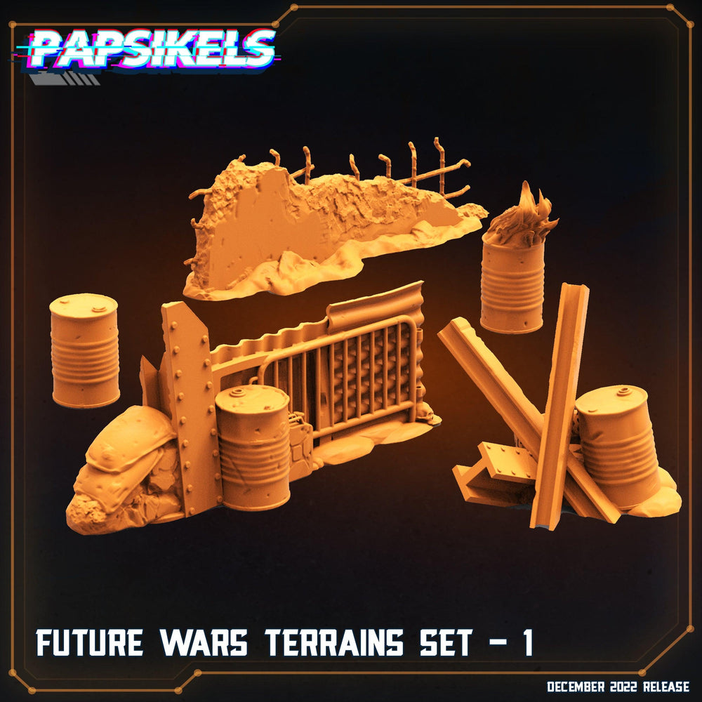 3D Printed Papsikels Cyberpunk Sci-Fi Fiuture Wars Terrain Set 1 28mm 32mm (Online Only)