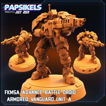 3D Printed Papsikels Cyberpunk  Sci-Fi - Fkmsa Advance Battle Droid Armored Vanguard Unit - A - 28mm 32mm (Online Only)