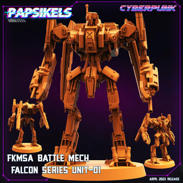 3D Printed Papsikels Cyberpunk Sci-Fi - Fkmsa Battle Mech Falcon Series Unit 01- 28mm 32mm (Online Only)