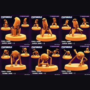 3D Printed Papsikels Cyberpunk Sci-Fi Fkmsa Hanno Drone Set - 28mm 32mm (Online Only)