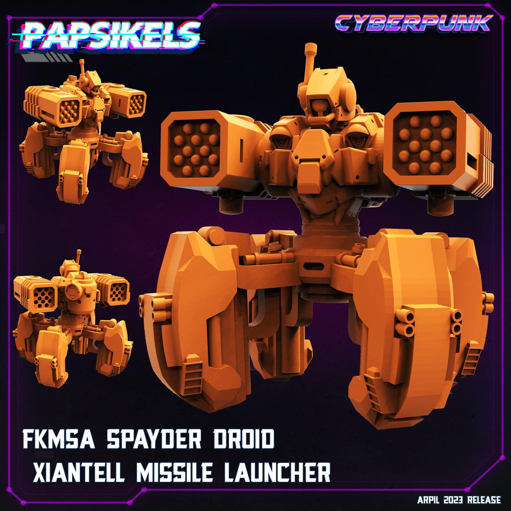 3D Printed Papsikels Cyberpunk Sci-Fi - Fkmsa Spayder Droid Xiantell Missile Launcher- 28mm 32mm (Online Only)