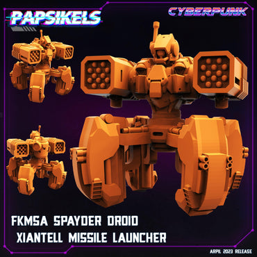 3D Printed Papsikels Cyberpunk Sci-Fi - Fkmsa Spayder Droid Xiantell Missile Launcher- 28mm 32mm (Online Only)