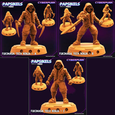 3D Printed Papsikels Cyberpunk Sci-Fi Fukimasa Tech Ninja Set - 28mm 32mm (Online Only)