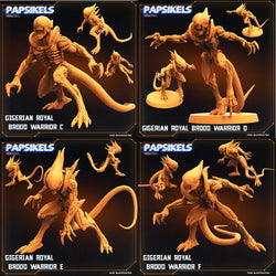 3D Printed Papsikels Cyberpunk Sci-Fi Gigerian Royal Brood Warrior Set - 28mm 32mm (Online Only)