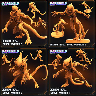 3D Printed Papsikels Cyberpunk Sci-Fi Gigerian Royal Brood Warrior Set - 28mm 32mm (Online Only)
